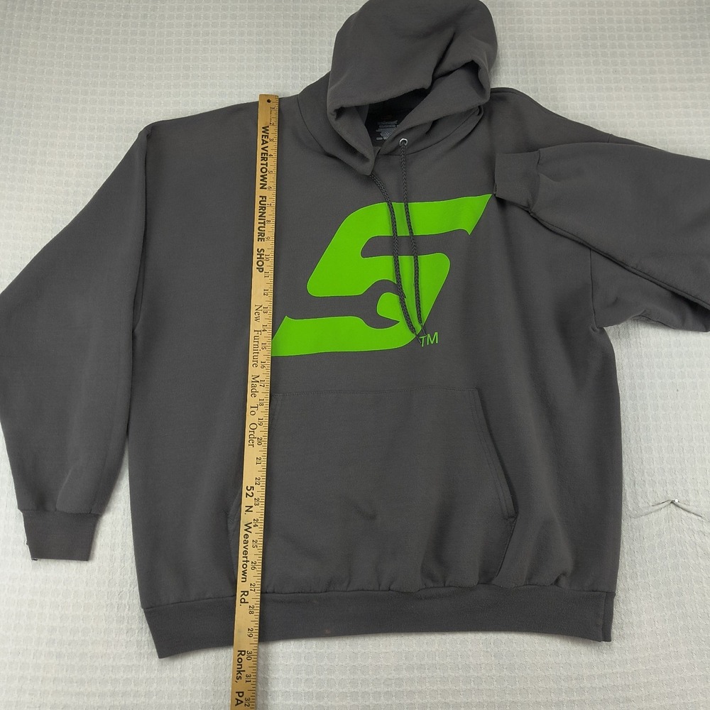 Hanes EcoSmart Snap-On Tools Hoodie Mens 3XL Charcoal Gray Neon Green Graphic - Picture 8 of 9